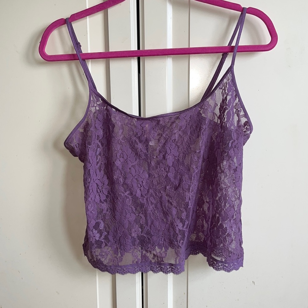 Vintage victoria secret purple lace sheer tank